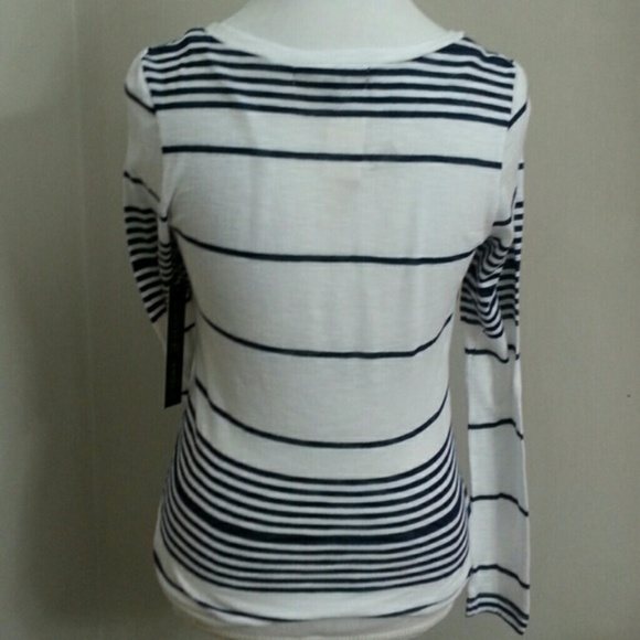 Almost Famous V-neck Stripes and Patches Tee - Picture 3 of 4